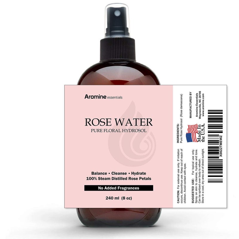 Aromine Rose Floral Water Hydrosol, 8oz (240ml) - Image 2